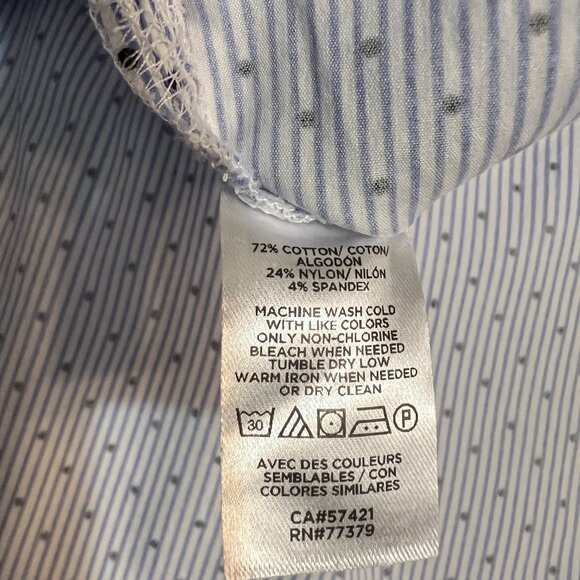 Ann Taylor Factory Women's Button Down Shirt S Blue White Polka Dot Long Sleeve - Picture 5 of 12